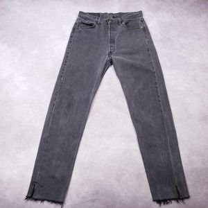 Vintage Levis 501 Jeans Faded Black 32x31 ACTUAL Raw Cut Frayed Hem Made in USA